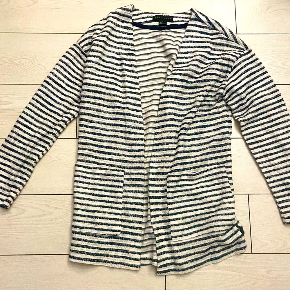 sanctuary blue and white stripe long sleeve cover‎ up shirt. Size small.